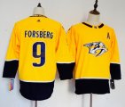 Youth Adidas Nashville Predators #9 Filip Forsberg yellow hockey jersey