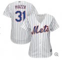 Women New York Mets Mike Piazza #31 white blue stripe majestic MLB Jerseys