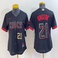 Women Nike Cincinnati Reds #21 Hunter Greene black majestic baseball jerseys -BD 04