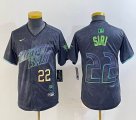 Youth Nike Tampa Bay Rays #22 Jose Siri black majestic baseball jersey city version 02