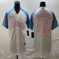 2023 World Cup Mexico #34 Fernando Valenzuela white skyblue majestic baseball jerseys-BD 08