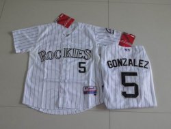 Colorado Rockies 5 GONZALEZ white kids mlb Jerseys