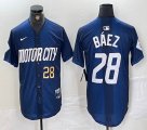 Nike Detroit Tigers #28 Javier Báez blue Majestic baseball jerseys city version 01