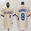 Nike Los Angeles Dodgers #8 Enrique Hernandez beige fashion MLB baseball Jersey 02