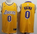 Nike Los Angeles Lakers #0 Kyle Kuzma yellow basketball Jerseys