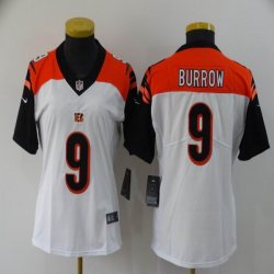 Women Nike Cincinnati Bengals #9 Joe Burrow white orange Color Rush Limited Jersey