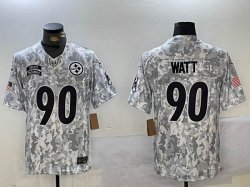 Pittsburgh Steelers #90 T.J. Watt Nike Arctic Camo 2024 Salute to Service Limited Jersey