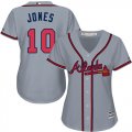 Atlanta Braves #10 Chipper Jones grey Cool Base women soccer jerseys