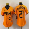 Youth Nike Pittsburgh Pirates #21 Roberto Clemente gold majestic baseball jerseys city version-BD 03