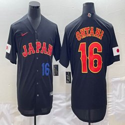 2023 World Cup Japan #16 Shohei Ohtani black majestic baseball jerseys 04