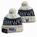 2024 Seattle Seahawks beige black NFL Sports Cuffed Knit Hats 01