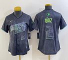 Women Nike Tampa Bay Rays #2 Yandy Diaz black majestic baseball jersey city version 03