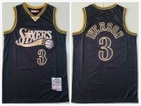 Philadelphia 76ers #3 Allen Iverson black throwback baseball jersey-TY