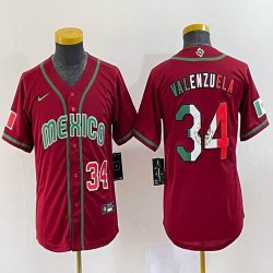 Women 2023 World Cup Mexico #34 Fernando Valenzuela red blank majestic baseball jerseys 08