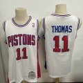 Detroit Pistons #11 Isiah Thomas white throwback NBA jersyes-LC