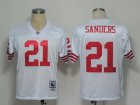 Throwback San Francisco 49ers 21 Deion Sanders white nfl jersey