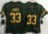 Women Nike Green Bay Packers #33 Aaron Jones green yellow Color Rush Limited Jersey