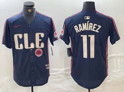 Nike Cleveland Indians #11 Jose Ramirez blue majestic baseball jersey-BD 01