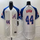 Nike Atlanta Braves #44 Hank Aaron white blue Flexbase Authentic Collection Jersey-BD 03