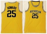 Michigan Wolverines #25 Juwan Howard yellow NCAA basketball jersey