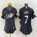 Women Nike Los Angeles Dodgers #7 Julio Urias black fashion majestic baseball jersey-BD