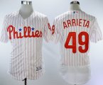 Philadelphia Phillies #49 Jake Arrieta white red stripe Flexbase Authentic Collection Jersey