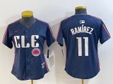 Women Nike Cleveland Indians #11 Jose Ramirez blue majestic baseball jersey-BD 05