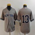 Women Nike New York Yankees #13 gray majestic baseball Jersey-BD