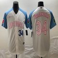 2023 World Cup Mexico #34 Fernando Valenzuela white skyblue majestic baseball jerseys-BD 07