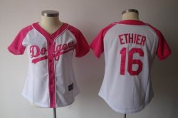 Los Angeles Dodgers #16 Andre Ethier white fashion women MLB jersey