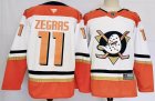 Anaheim Ducks #11 Trevor Zegras white orange Adidas Authentic Teal Alternate Jersey - PD