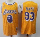 Mitchell & Ness Los Angeles Lakers 93# Bape throwback yellow nba Jersey