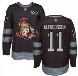 Custom Senators #11 Daniel Alfredsson Black 100th Anniversary Stitched NHL 2017 adidas Hockey Jersey