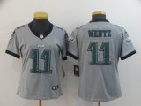 Women Nike Eagles #11 Carson Wentz gray NFL Jersey Inverted version