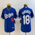 Youth Nike Los Angeles Dodgers #18 Yoshinobu Yamamoto blue majestic baseball jerseys 01