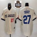 Nike Los Angeles Dodgers #27 Mike Trout beige fashion MLB baseball Jersey 02