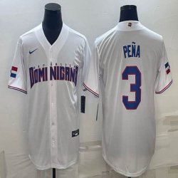 2023 World Cup Dominican Republic\'s #3 Jeremy Pena white majestic baseball jerseys 06