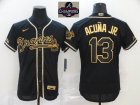 Nike Atlanta Braves #13 Ronald Acuna Jr. black gold Flexbase Authentic Collection Jersey