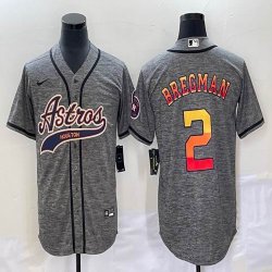 Nike Houston Astros #2 Alex Bregman Hemp grey majestic baseball jerseys Joint name -BD 01