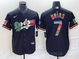 Nike Los Angeles Dodgers #7 Julio Urias black majestic baseball jersey Color font-BD 01