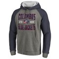 Men's Columbus Blue Jackets Fanatics Branded Ash Timeless Collection Antique Stack Big & Tall Tri-Blend Raglan Pullover Hoodie