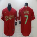 Nike Los Angeles Dodgers #7 Julio Urias red majestic baseball jersey-BD