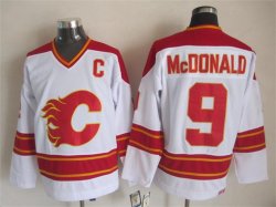 Calgary Flames #9 Lanny McDonald white Third Throwback CCM nhl Jersey C patch