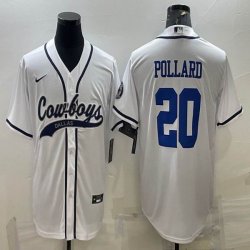 Nike Dallas Cowboys #20 Tony Pollard white baseball jerseys Joint name-BD