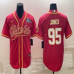 2023 super bowl Nike Kansas City Chiefs #95 Chris Jones red baseball jerseys Joint name-BD