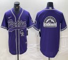 Nike Colorado Rockies blank purple majestic baseball jerseys Joint name -BD 03