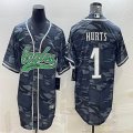 Nike Eagles #1 Jalen Hurts gray camo baseball jerseys Joint name-BD