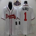 Nike Atlanta Braves #1 Ozzie Albies white majestic baseball Jersey