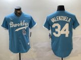 Nike Los Angeles Dodgers #34 Fernando Valenzuela skyblue majestic baseball Jerseys -BD 02