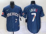 2023 World Cup Mexico #7 Julio Urias blue majestic baseball jerseys 36